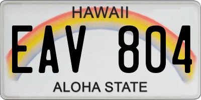 HI license plate EAV804
