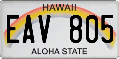 HI license plate EAV805