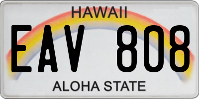 HI license plate EAV808