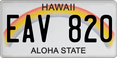 HI license plate EAV820