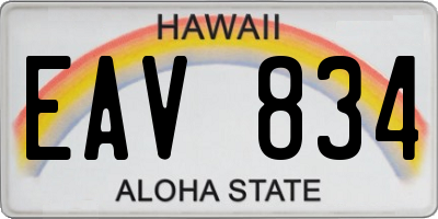 HI license plate EAV834