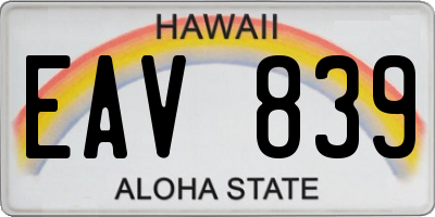 HI license plate EAV839