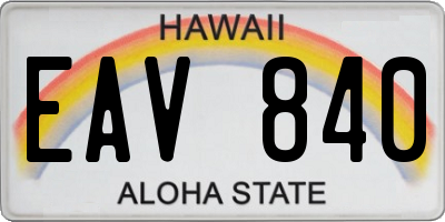 HI license plate EAV840