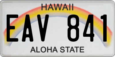 HI license plate EAV841
