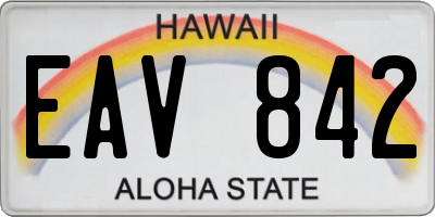 HI license plate EAV842