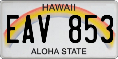 HI license plate EAV853