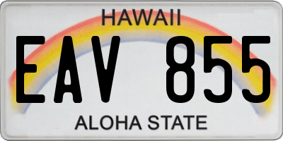 HI license plate EAV855
