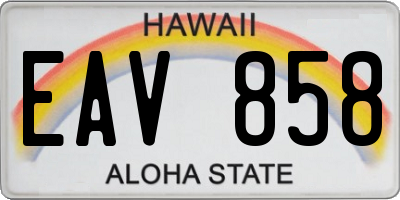 HI license plate EAV858