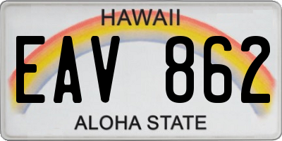 HI license plate EAV862