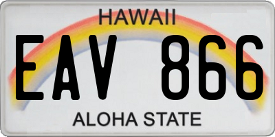 HI license plate EAV866