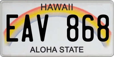HI license plate EAV868