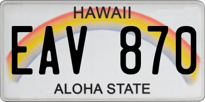 HI license plate EAV870