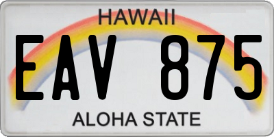 HI license plate EAV875