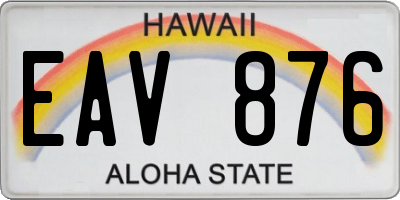 HI license plate EAV876