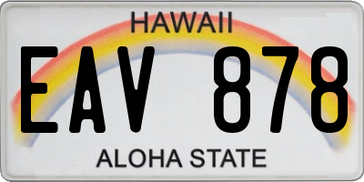 HI license plate EAV878