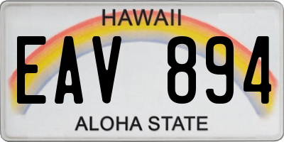 HI license plate EAV894
