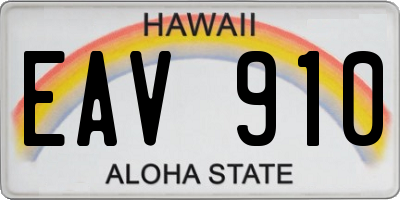HI license plate EAV910