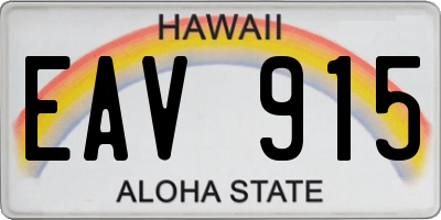 HI license plate EAV915