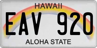 HI license plate EAV920