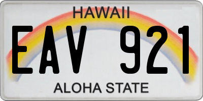 HI license plate EAV921