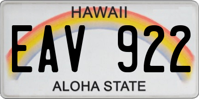 HI license plate EAV922