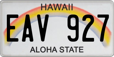 HI license plate EAV927