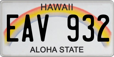 HI license plate EAV932