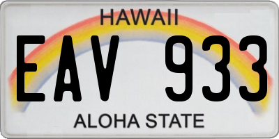 HI license plate EAV933