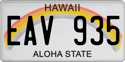 HI license plate EAV935