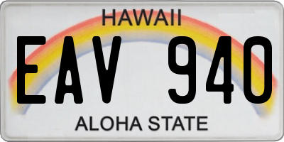 HI license plate EAV940