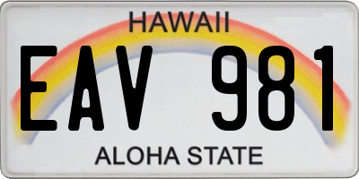 HI license plate EAV981