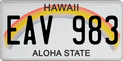 HI license plate EAV983