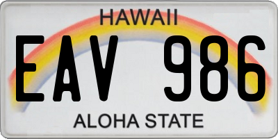 HI license plate EAV986