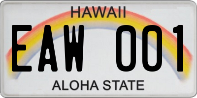 HI license plate EAW001