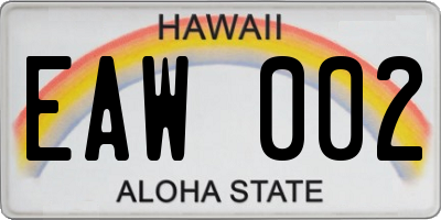 HI license plate EAW002