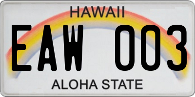 HI license plate EAW003