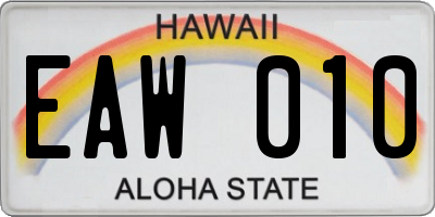 HI license plate EAW010