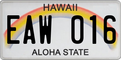 HI license plate EAW016