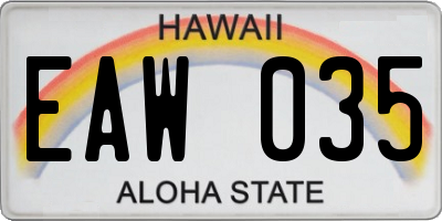 HI license plate EAW035