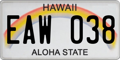 HI license plate EAW038