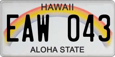 HI license plate EAW043
