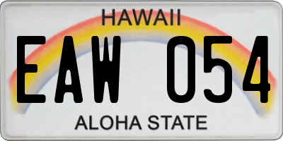 HI license plate EAW054