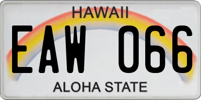 HI license plate EAW066