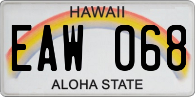 HI license plate EAW068
