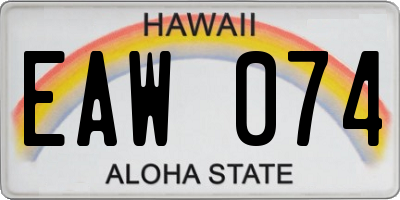HI license plate EAW074