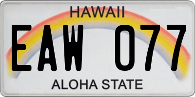 HI license plate EAW077