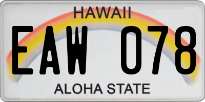 HI license plate EAW078