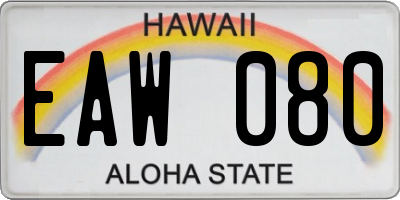 HI license plate EAW080