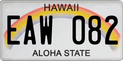 HI license plate EAW082