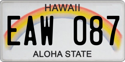 HI license plate EAW087